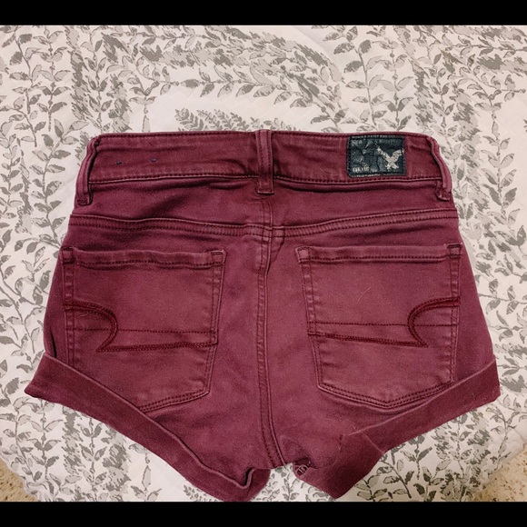 American Eagle Hi Rise Shortie Purple Shorts 00 - Picture 2 of 4